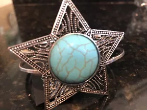 Pulsera con bisagras turquesa estrella plateada nueva con etiquetas - Imagen 1 de 5