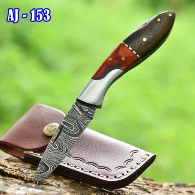 Handmade Forged Damascus Folding Blade Pocket knife - Best Damascus Gift Knives - Image 1 of 4