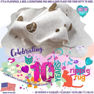 Updated-Ripple Rug Cat Activity Play Mat - Made in USA - We are the Manufacturer - Image 1 of 4