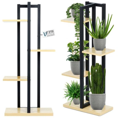 VILDE Blumenständer Blumentreppe Pflanzenständer Blumensäule Metall mit 4 Etagen 93 cm