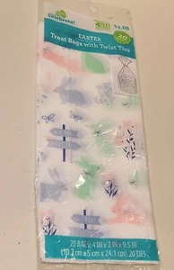 Party Snack Treat Bags 20 Sacks per Pack Gift Wrap Easter Bunny Trail Egg Hunt - Picture 1 of 6