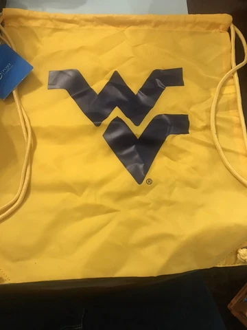 West Virginia Mountaineers University Drawstring Bag Yellow Blue Port Company Cover