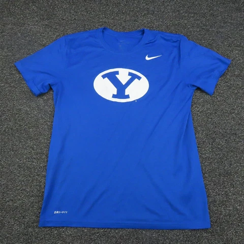 BYU Cougars Nike Shirt Adult Medium Blue Dri-Fit Athletic Cut Football Mens Cover