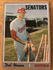 1970 Topps Del Unser Baseball Card #336 Senators Outfield Low-Grade Poor Creased