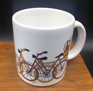 Waechtersbach W Germany white mug VTG bicycles and market basket red black gold - Picture 1 of 6