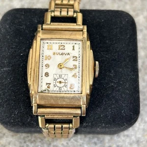 Vintage 10k Rolled Gold Plate Watch With 12k Gold Filled Linked Band Works - Picture 1 of 10