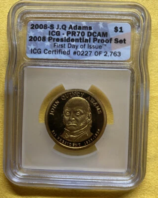 2008-S $1 ICG PR70 DCAM J.Q. Adams Presidential Proof Set Coin - Image 1 of 2