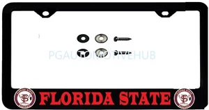 License Plate Frame Black Stainless Steel Vinyl Lettering FOR Florida STATE - Foto 1 di 3