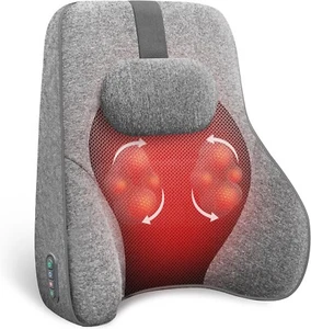 Comfier Back Lumbar Support Pillow ,4 Shiatsu Massage Heads Heating Gray CF1503S - Picture 1 of 4