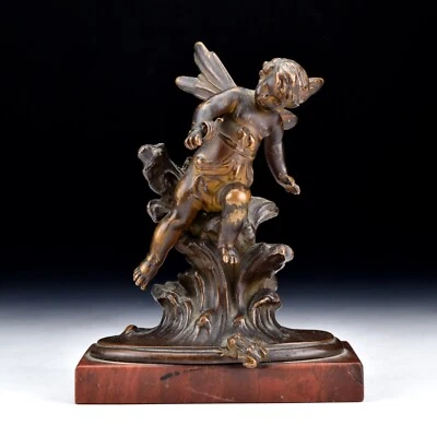 Fine Antique Bronze Sculpture of Fairy or Nymph with Frog - Image 1 of 4