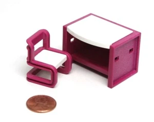 Playmobil Dollhouse Child Bedroom Hot Pink Magenta Desk Chair Furniture - Picture 1 of 1