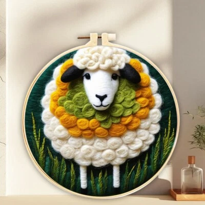 Cute Sheep Pattern DIY Wool Needle Felted, Painting Kit For Adult Beginners Mom - Image 1 of 4