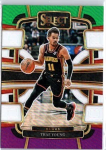 2023-24 Panini Select #43 Trae Young Green White Purple Prizms - Picture 1 of 2