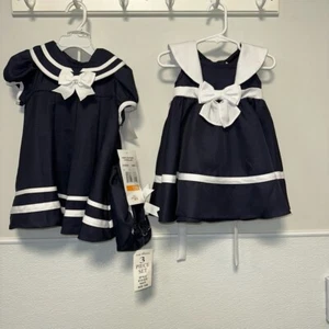 Ediciones Raras NUEVO Conjunto de Vestidos 12M Azul Marino Blanco Marinero Bloomers Sombreros Lote de 2 Nuevos con Etiquetas - Imagen 1 de 15
