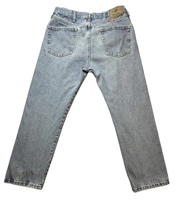 Pantalones de mezclilla Wrangler vintage para hombre 33x27 azul claro cremallera mosca 5 bolsillos YKK rectos Foto 1 de 4