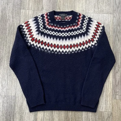 Vintage The Mens Store Bloomingdales Fair Isle 100% Wool Sweater Knit Medium - Image 1 of 4