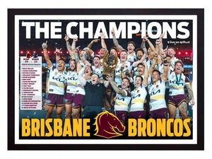 Framed 2025 Brisbane Broncos NRL Premiers Rugby League Poster - 62cm x 44.5cm - Picture 1 of 4