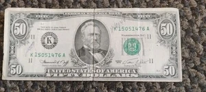 50$Dollar Bill  Circulated  US Currency Serial Number K 15051476A - Picture 1 of 8