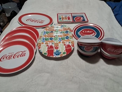 Vintage Enjoy Coca-Cola Melamine Gibson Logo Set Of 8 Plates, 8 Bowls, 1 Platter - Image 1 of 4