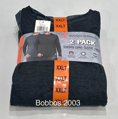 Paquete de 2 camisetas Rugged Elements para hombre de gamuza manga larga, negras/azules, XXLT Foto 1 de 3