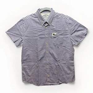 Barbour Laundyman Striped Shirt Men’s L Blue White Short Sleeve Button Down - Picture 1 of 10