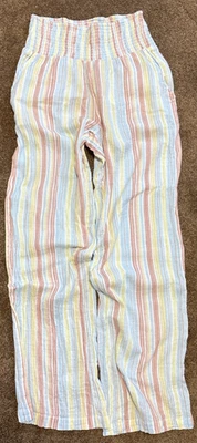 Billabong Size L Wide Leg Pants Casual Striped Lightweight Boho Indie Comfy Flow - Image 1 of 4