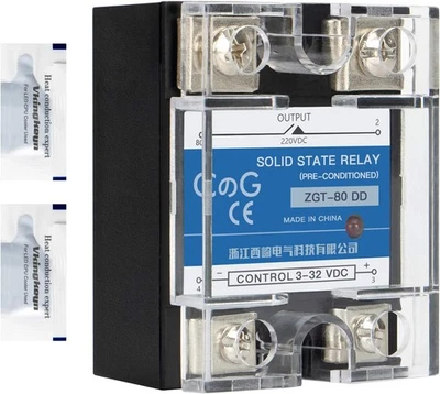 CG Solid State Relay SSR-80DD DC to DC Input 3-32VDC To Output 5-240VDC 80A - Image 1 of 4