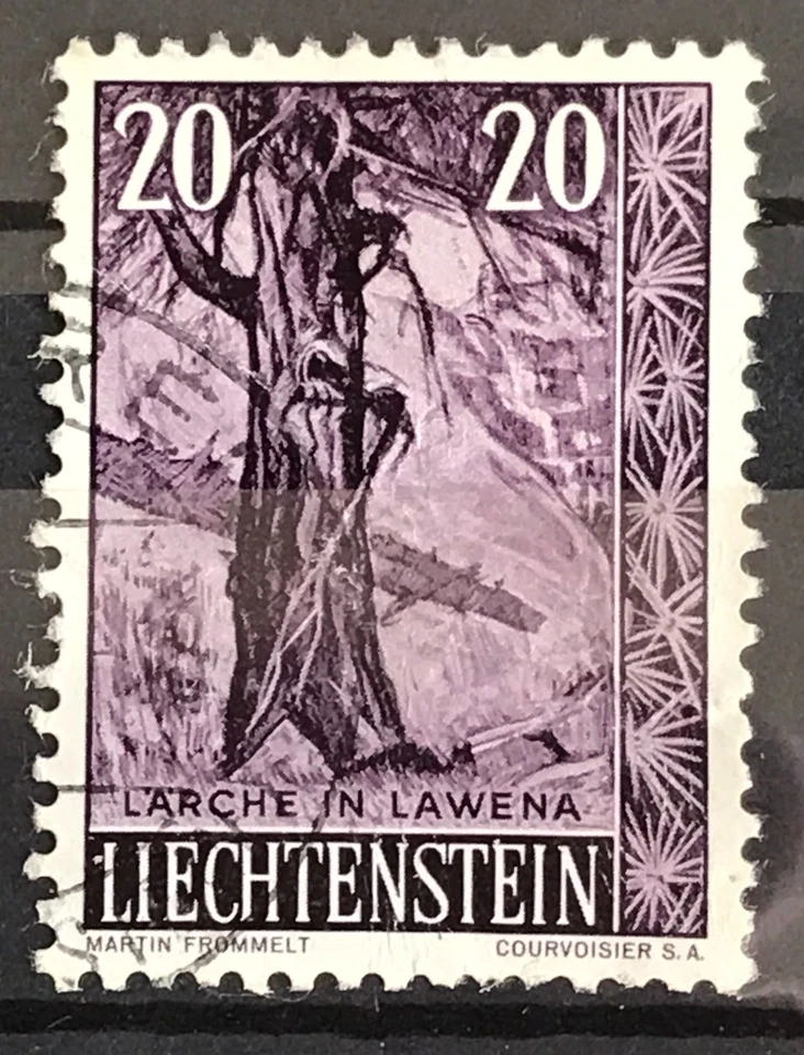 LIECHTENSTEIN - 1958 TREES & BUSHES 20r RED-BERRIED LARCH F/U SG 375 cv £5.25. - Image 1 of 1