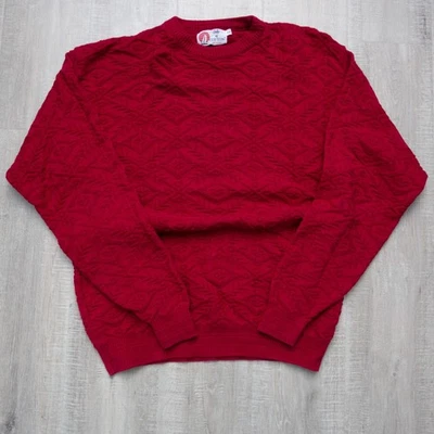 Vintage Isle of Cotton Men’s Tall XL Red Knit Sweater Oversized Made In USA - Изображение 1 из 4