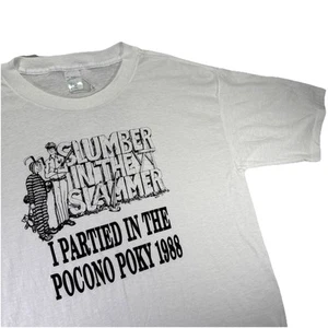 1980s Pocono Slumber Slammer Partied Pocono Mens XL T-shirt Funny Vacation Party - Picture 1 of 8