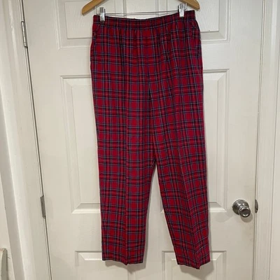Vintage 90s Jantzen Classics Red Blue Plaid Pants Straight Pockets Womens XL - Image 1 of 4