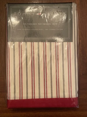 Dos fundas de almohada estándar Tommy Hilfiger vintage nuevas de colección Karin 100 % algodón paquete original Foto 1 de 4