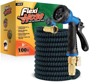 Tubo flessibile con ugello a 8 funzioni, 100 piedi - tubo da giardino espandibile leggero - Foto 1 di 5