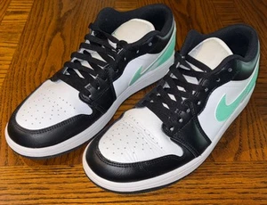 Nike Air Jordan 1 Low White Black Green Glow 553558-131 Men's Size 9 - Picture 1 of 9