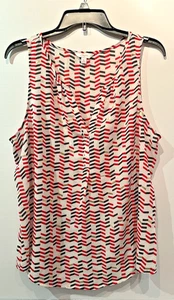 Candies Red Black Gold Geometric Print V-neck Sleeveless Top XL EUC - Picture 1 of 2