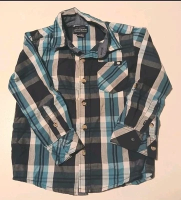 Lucky Brand рубашка на пуговицах мальчика размер 2T синий клетку хлопок длинным рукавом - Изображение 1 из 4
