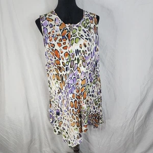 SEVEN ISLANDS Size 3X Animal Print Zip Front Accent Swim Vacation Cover Up Tank - Picture 1 of 9