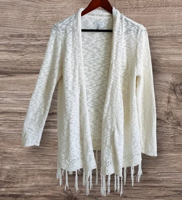 Suéter cárdigan abierto O'NEILL mediano Dante marfil 100 % algodón con ribete de flecos Foto 1 de 4