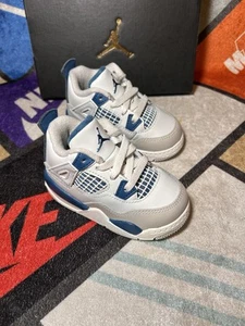 Air Jordan 4 Retro Toddler Military Blue Off White Military Blue Size 5C - Picture 1 of 12