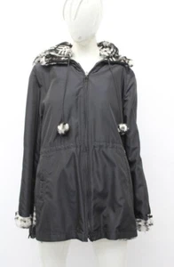 SHOWROOM NEW SHEARED RABBIT FUR REVERSIBLE JACKET COAT WOMEN WOMAN SIZE 6 W/HOOD - Picture 1 of 13
