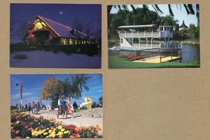 3 Stück, Frankenmuth, Mich. FLUSSBOOT, WEIHNACHTEN & GEDECKTE BRÜCKE. POSTKARTEN - Bild 1 von 5