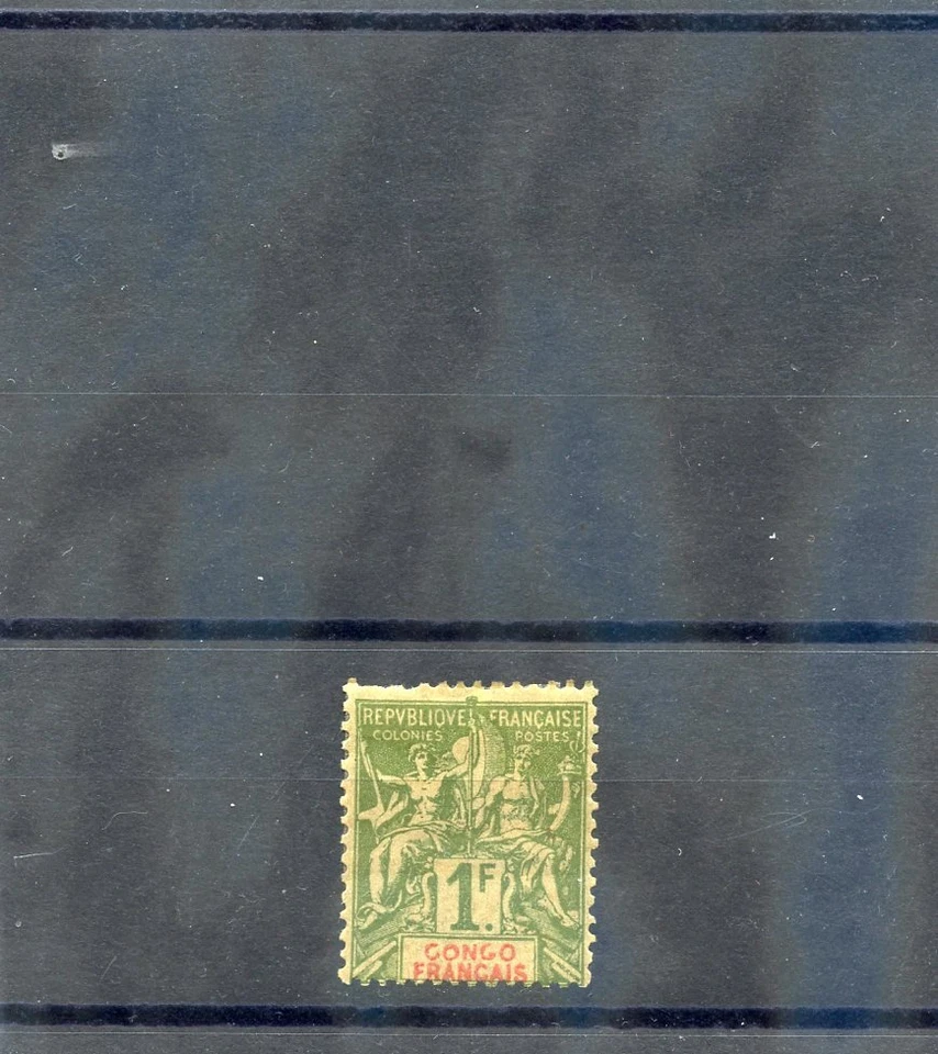 FRENCH CONGO Sc 34(YT 24)*FINE HR 1892 1F OLIVE $125 - Image 1 of 1