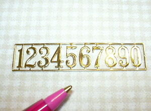 Miniature Shiny Gold Metal House Numbers: DOLLHOUSE 1:12 Scale