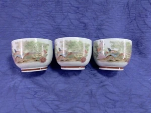 3 tazze da tè giapponesi dipinte a mano con fiori di fagiano accenti oro - Foto 1 di 6