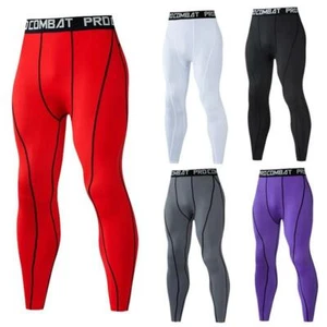 Men's Compression Base Layer Sports Pants Leggings Tight Running Bottoms - Picture 1 of 19