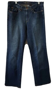 DKNY Jeans Womens 8 Washed Blue Zipup Pockets Stretch Bootcut Studs - Picture 1 of 7