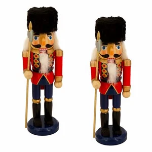 Traditional Wooden Nutcracker Figures (2 Pack, 8 x 2.5 x 2.5 in ) Soldier - Picture 1 of 6