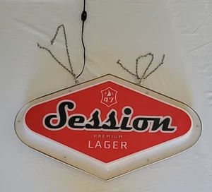 Session PREMIUM LAGER Hanging Beer Light Up TWO SIDED Working Sign *PLEASE READ* - Picture 1 of 16