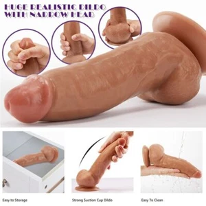 Large Dildo Realistic Thick Wide Big Penis Dong G-spot Anal Sex Toys Women Men - Picture 1 of 9