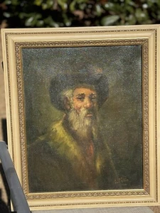 Vintage 1940s Oil Painting Framed | Old Man Oil Painting| Signed By Artist - Picture 1 of 6